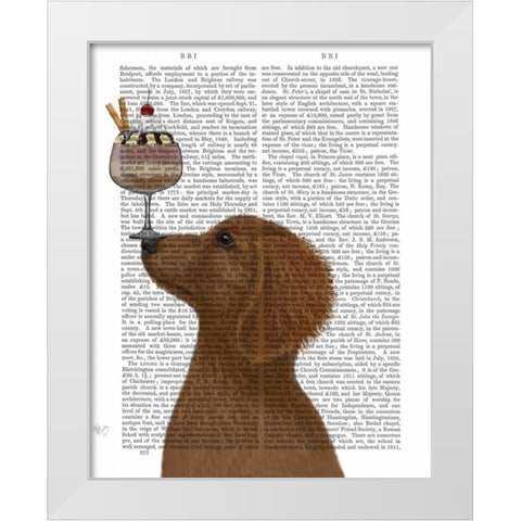 Dachshund, Gold, Ice Cream White Modern Wood Framed Art Print by Fab Funky