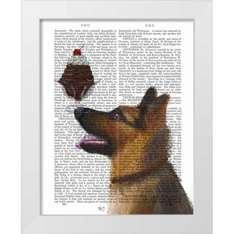 German Shepherd Ice Cream White Modern Wood Framed Art Print by Fab Funky
