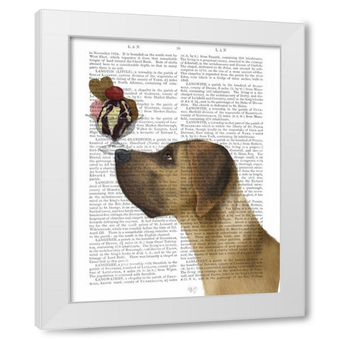 Great Dane, Tan, Ice Cream White Modern Wood Framed Art Print by Fab Funky