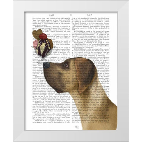 Great Dane, Tan, Ice Cream White Modern Wood Framed Art Print by Fab Funky