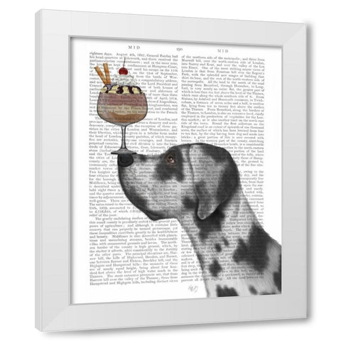 Great Dane, Harlequin, Ice Cream White Modern Wood Framed Art Print by Fab Funky