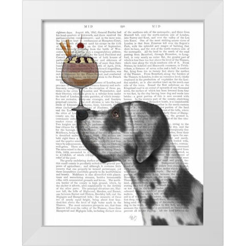 Great Dane, Harlequin, Ice Cream White Modern Wood Framed Art Print by Fab Funky