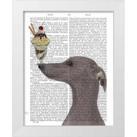Greyhound, Grey, Ice Cream White Modern Wood Framed Art Print by Fab Funky