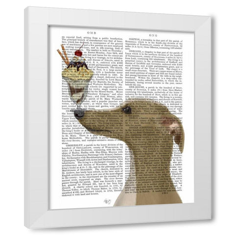 Greyhound, Tan, Ice Cream White Modern Wood Framed Art Print by Fab Funky