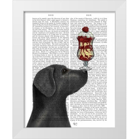 Black Labrador Ice Cream White Modern Wood Framed Art Print by Fab Funky