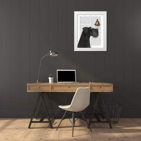 Schnauzer, Black, Ice Cream White Modern Wood Framed Art Print by Fab Funky