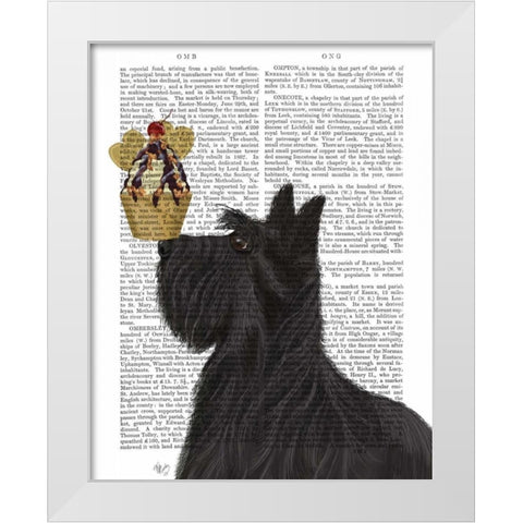 Scottish Terrier Ice Cream White Modern Wood Framed Art Print by Fab Funky