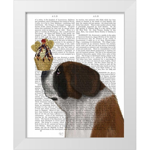 St Bernard Ice Cream White Modern Wood Framed Art Print by Fab Funky