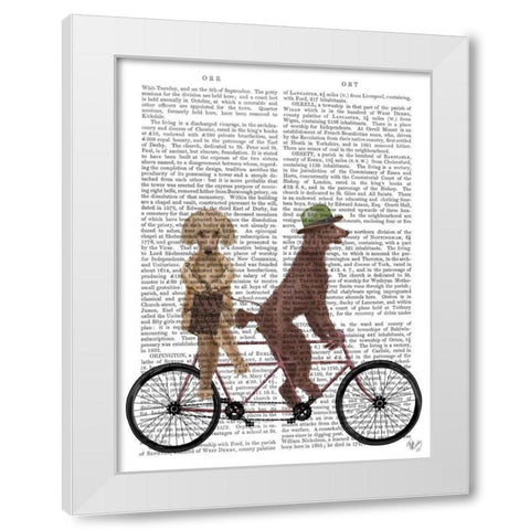 Poodle Tandem White Modern Wood Framed Art Print by Fab Funky