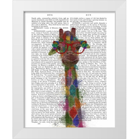 Rainbow Splash Giraffe 3 White Modern Wood Framed Art Print by Fab Funky