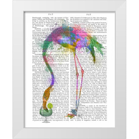 Rainbow Splash Flamingo 3 White Modern Wood Framed Art Print by Fab Funky