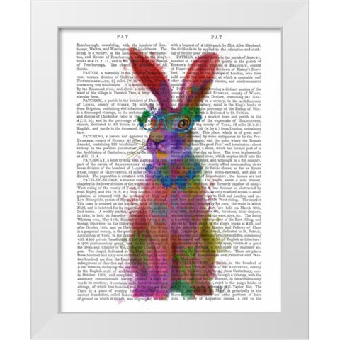 Rainbow Splash Rabbit 2, Full White Modern Wood Framed Art Print by Fab Funky