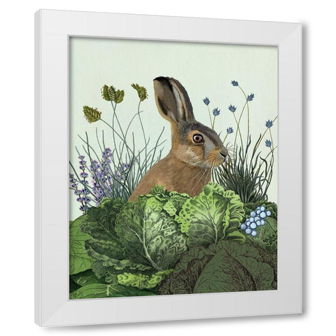 Cabbage Patch Rabbit 3 White Modern Wood Framed Art Print by Fab Funky