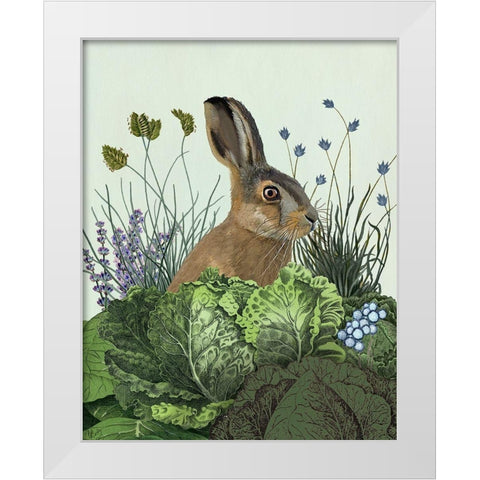 Cabbage Patch Rabbit 3 White Modern Wood Framed Art Print by Fab Funky