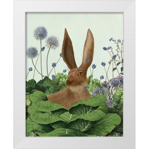Cabbage Patch Rabbit 5 White Modern Wood Framed Art Print by Fab Funky