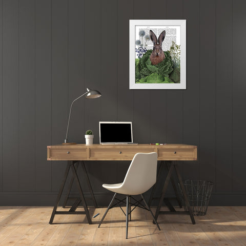 Cabbage Patch Rabbit 1 White Modern Wood Framed Art Print by Fab Funky