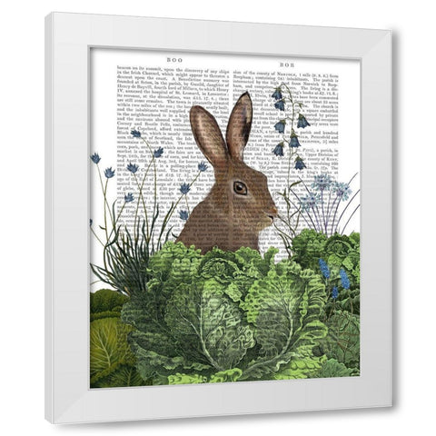 Cabbage Patch Rabbit 2 White Modern Wood Framed Art Print by Fab Funky