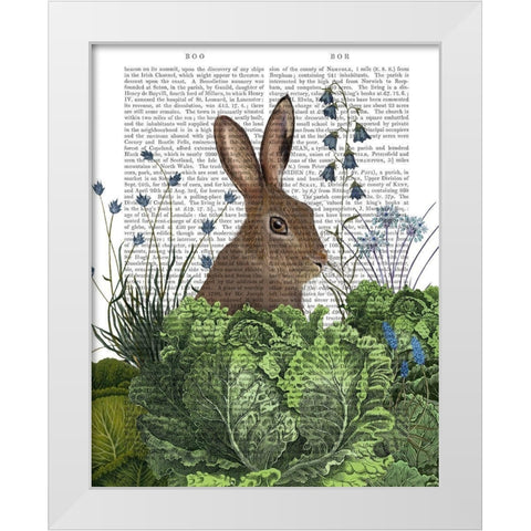 Cabbage Patch Rabbit 2 White Modern Wood Framed Art Print by Fab Funky
