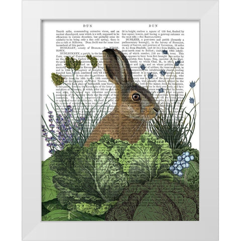 Cabbage Patch Rabbit 3 White Modern Wood Framed Art Print by Fab Funky
