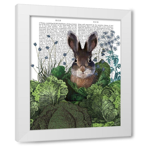 Cabbage Patch Rabbit 4 White Modern Wood Framed Art Print by Fab Funky