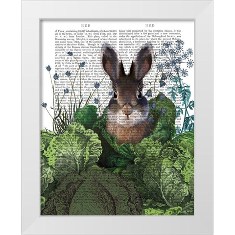 Cabbage Patch Rabbit 4 White Modern Wood Framed Art Print by Fab Funky