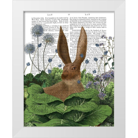 Cabbage Patch Rabbit 5 White Modern Wood Framed Art Print by Fab Funky