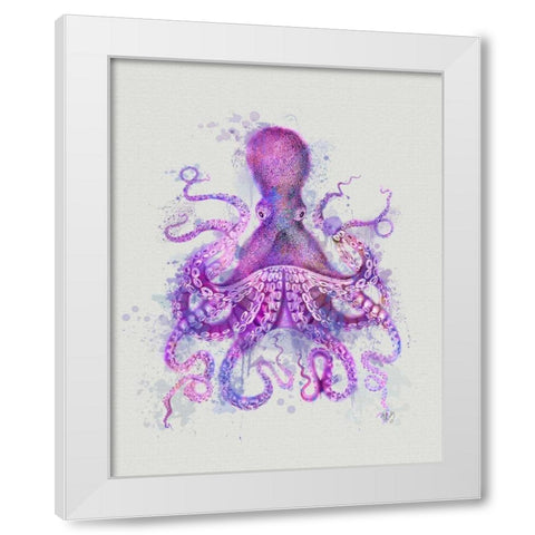 Octopus Rainbow Splash Pink White Modern Wood Framed Art Print by Fab Funky