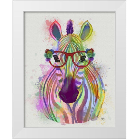 Zebra Rainbow Splash 1 White Modern Wood Framed Art Print by Fab Funky