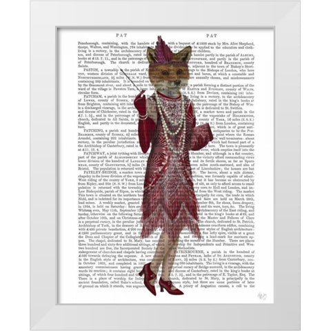 Fox Lady 1920s Flapper White Modern Wood Framed Art Print by Fab Funky