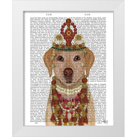 Yellow Labrador and Tiara, Portrait White Modern Wood Framed Art Print by Fab Funky