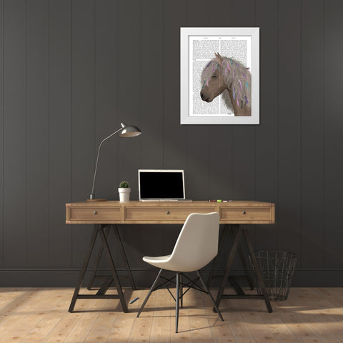 Horse Beige with Ribbons White Modern Wood Framed Art Print by Fab Funky