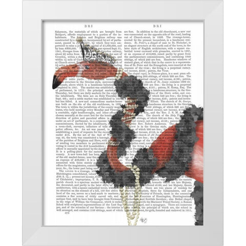 Flamingo and Pearls, Portrait White Modern Wood Framed Art Print by Fab Funky