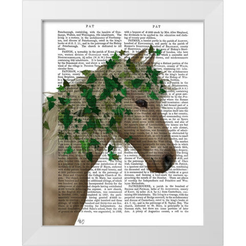 Horse Porcelain with Ivy White Modern Wood Framed Art Print by Fab Funky