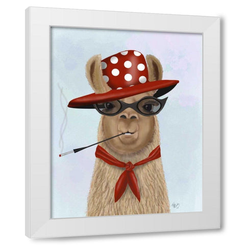 Fabulous Llama White Modern Wood Framed Art Print by Fab Funky