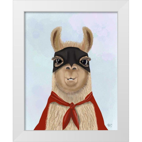 Super Llama White Modern Wood Framed Art Print by Fab Funky