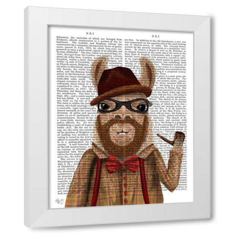 Bearded Llama White Modern Wood Framed Art Print by Fab Funky