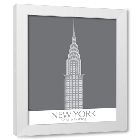 New York Chrysler Building Monochrome White Modern Wood Framed Art Print by Fab Funky