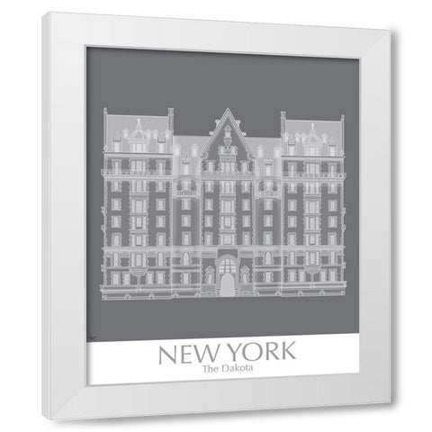 New York The Dakota Building Monochrome White Modern Wood Framed Art Print by Fab Funky