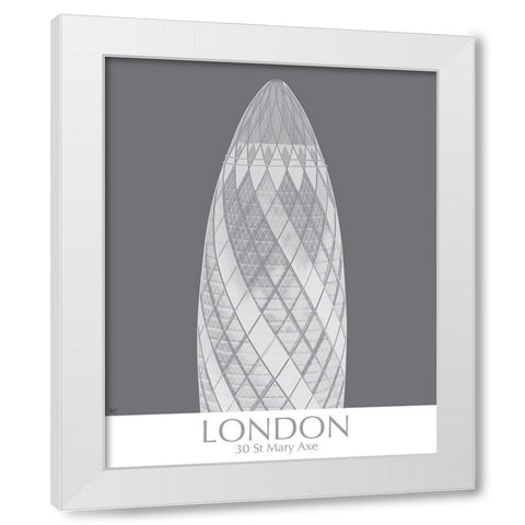London Gerkin Monochrome White Modern Wood Framed Art Print by Fab Funky
