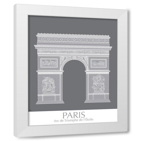 Paris Arc De Triomph Monochrome White Modern Wood Framed Art Print by Fab Funky