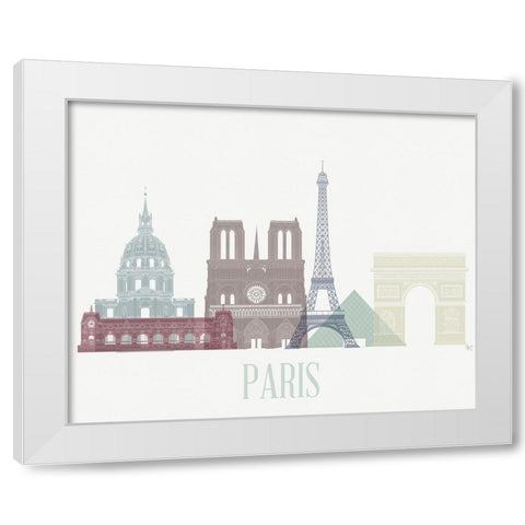 Paris Skyline  White Modern Wood Framed Art Print by Fab Funky
