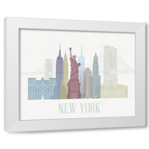 New York Skyline  White Modern Wood Framed Art Print by Fab Funky