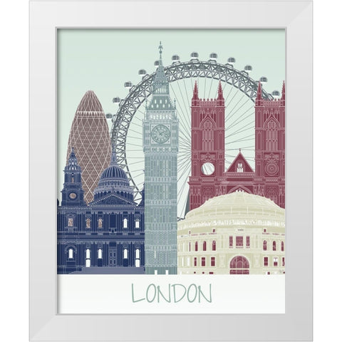 London Skyline  White Modern Wood Framed Art Print by Fab Funky