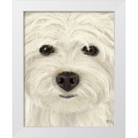 Westie Big Dog White Modern Wood Framed Art Print by Fab Funky
