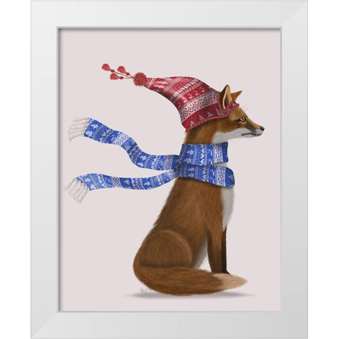 Windswept Fox White Modern Wood Framed Art Print by Fab Funky