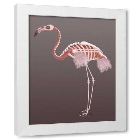 Flamingo Skeleton White Modern Wood Framed Art Print by Fab Funky