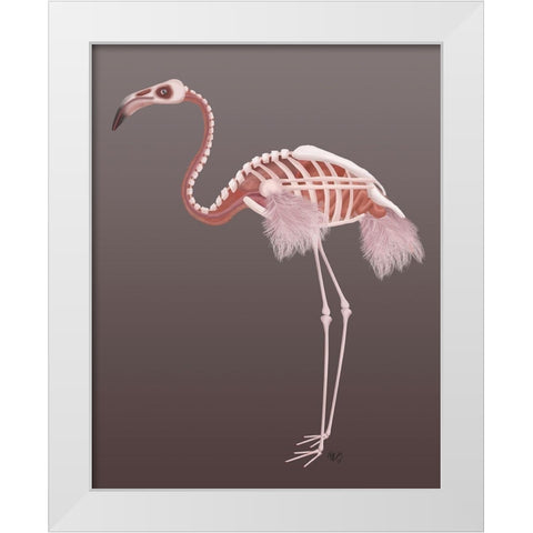 Flamingo Skeleton White Modern Wood Framed Art Print by Fab Funky