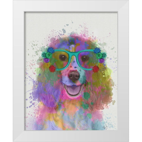 Springer Spaniel Rainbow Splash White Modern Wood Framed Art Print by Fab Funky
