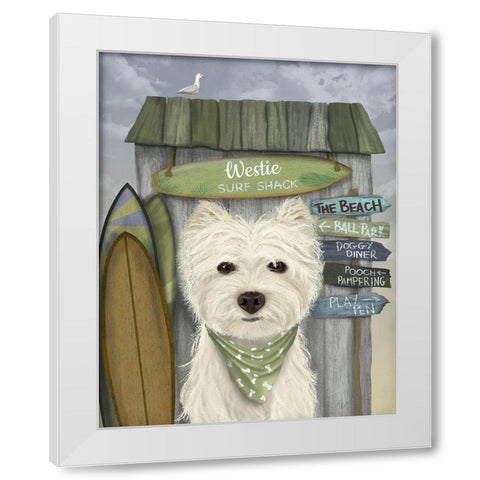 Westie Surf Shack White Modern Wood Framed Art Print by Fab Funky