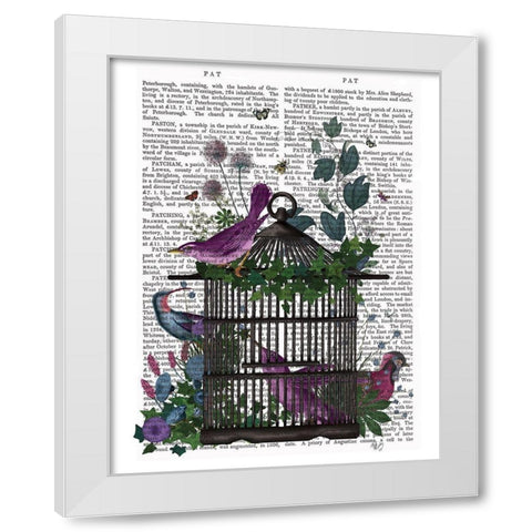 Flower Birdcage 2 White Modern Wood Framed Art Print by Fab Funky